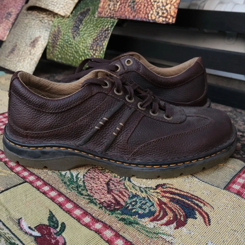 Vintage Dr. Martens DAWES Shoes Men Size 11 Oxford Brown Leather Lace Up Chunky